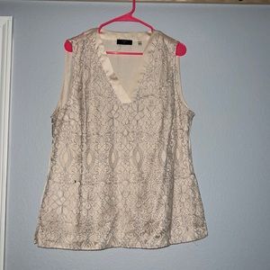 Lace and silk tank top